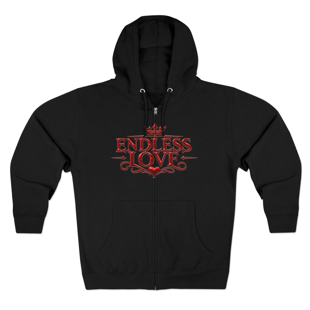 Endless Love Zip Hoodie - Romantic Crown Graphic Couples Pullover