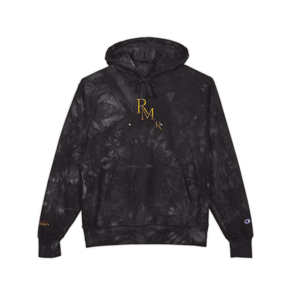 Tie-Dye Embroidered Hoodie — Black Marble RM Logo