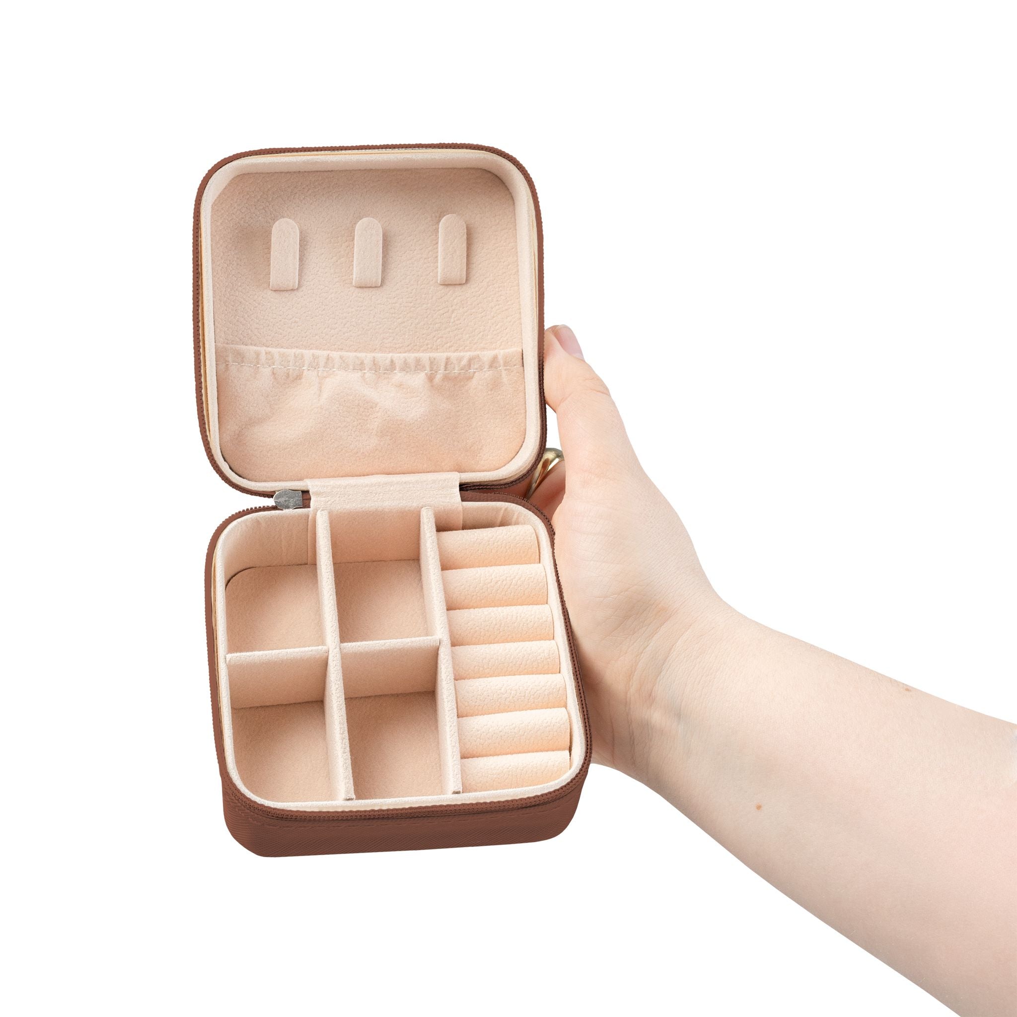 Travel Jewelry Case – Compact Pink Jewelry Organizer with Ring & Earring Compartments