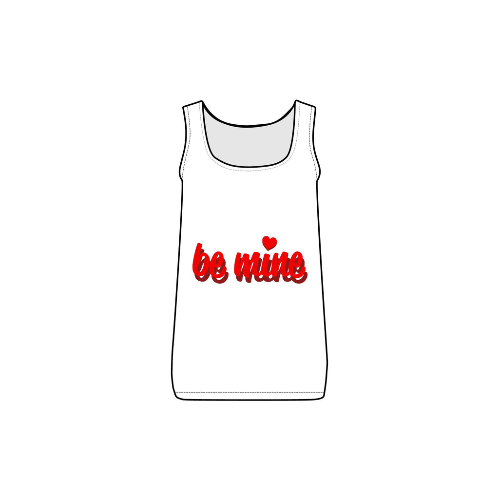 Be Mine Valentine Tank Top — Women's Ribbed Tank with Red Script
