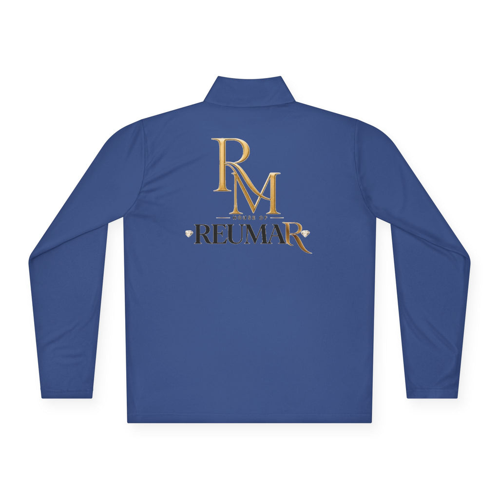 Quarter-Zip Pullover — Gold 'RM Reumar' Logo Embroidered Sweatshirt