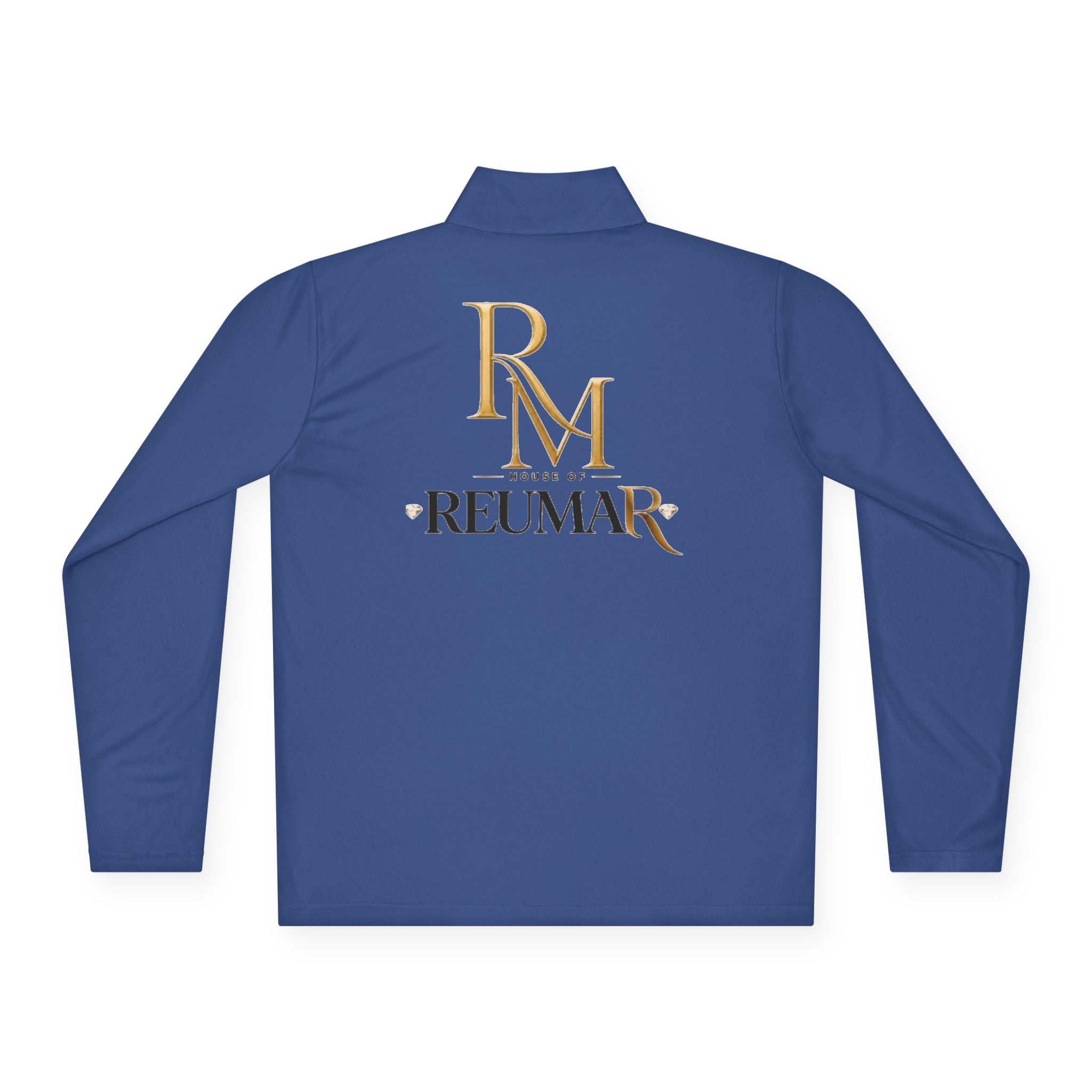 Quarter-Zip Pullover — Gold 'RM Reumar' Logo Embroidered Sweatshirt