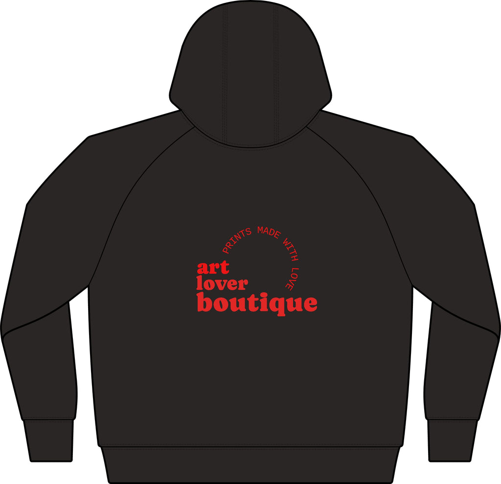 Women's Black Full‑Zip Hoodie with Gold RM Logo — Varsity Fleece Jacket