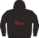 Women's Black Full‑Zip Hoodie with Gold RM Logo — Varsity Fleece Jacket