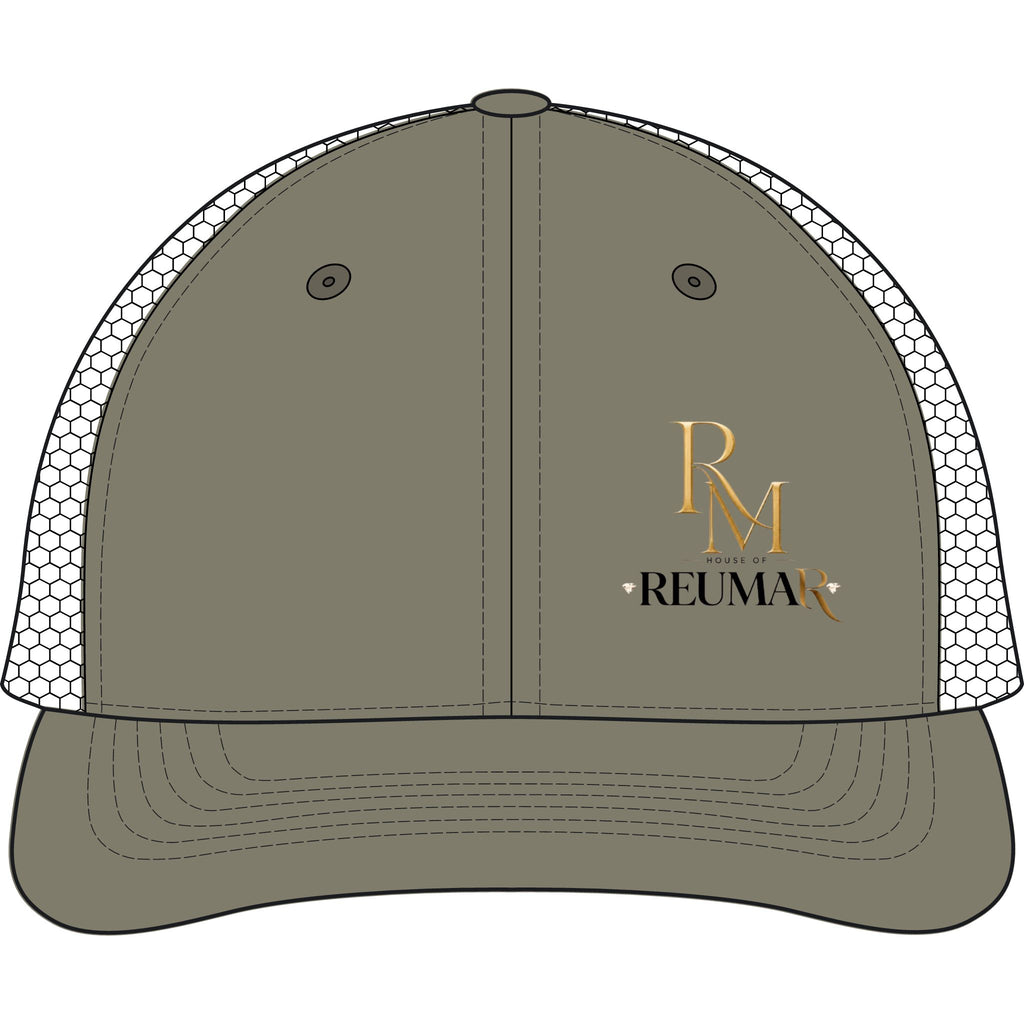 Reuman Logo Dirty-Wash Mesh-Back Cap — Trucker Hat with RM Monogram