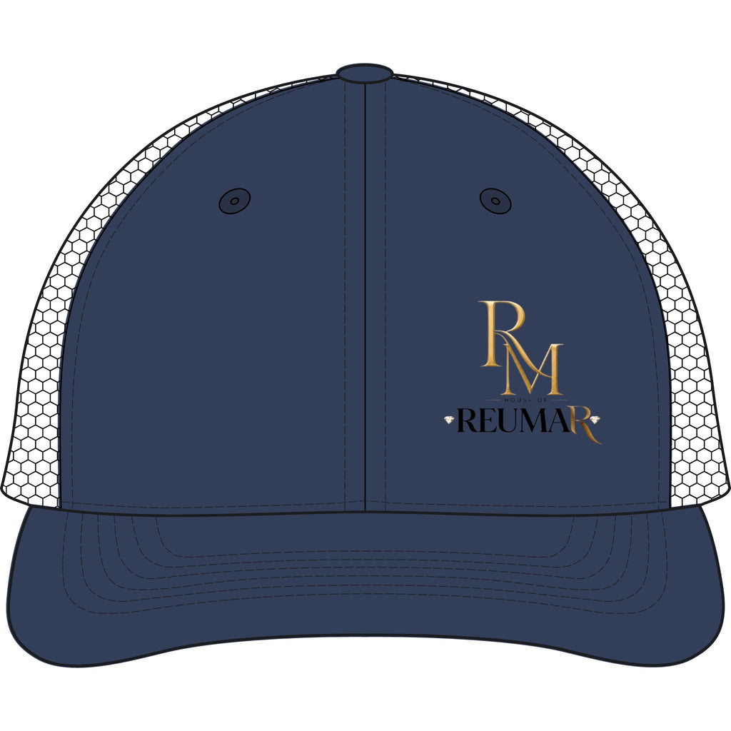 Reuman Logo Dirty-Wash Mesh-Back Cap — Trucker Hat with RM Monogram