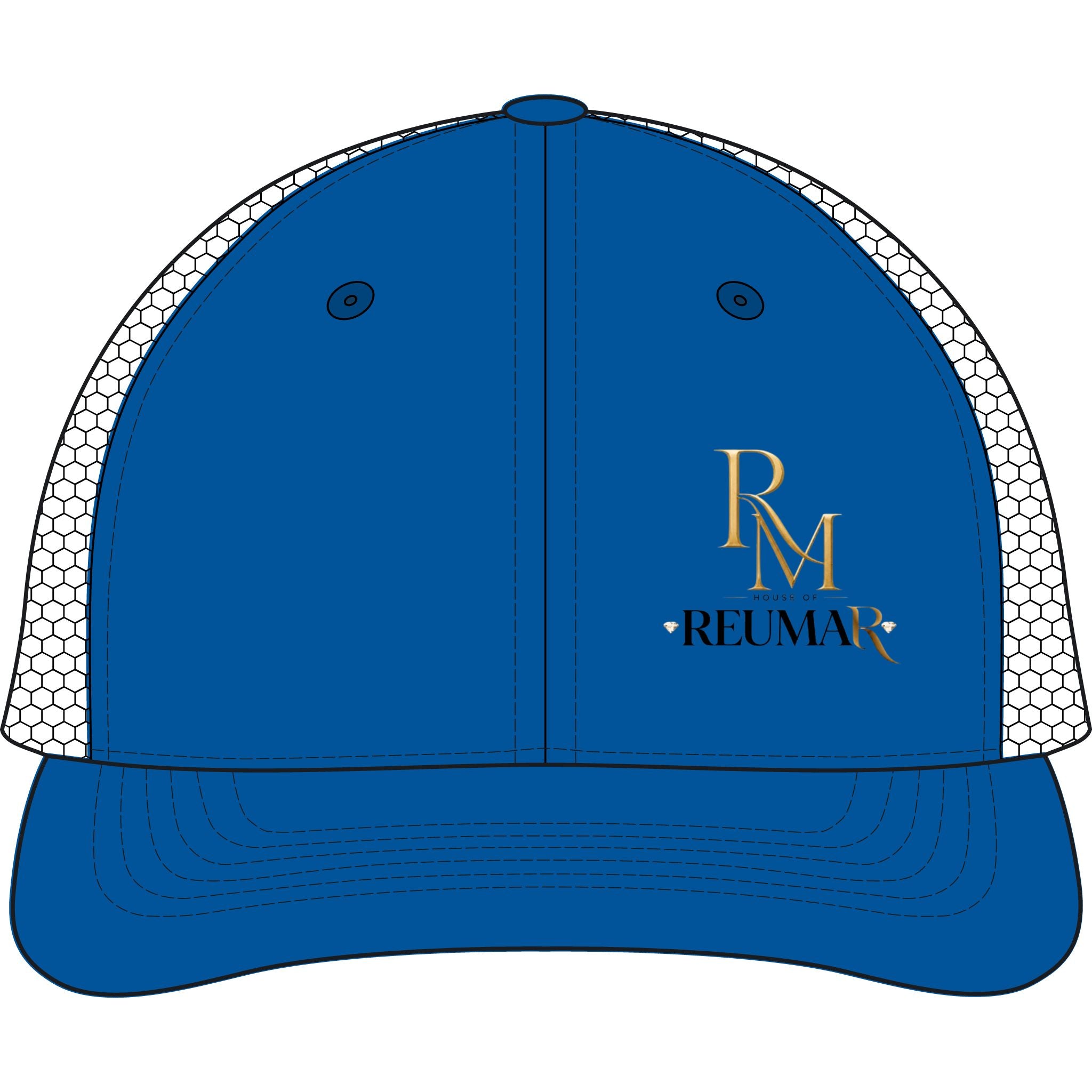Reuman Logo Dirty-Wash Mesh-Back Cap — Trucker Hat with RM Monogram