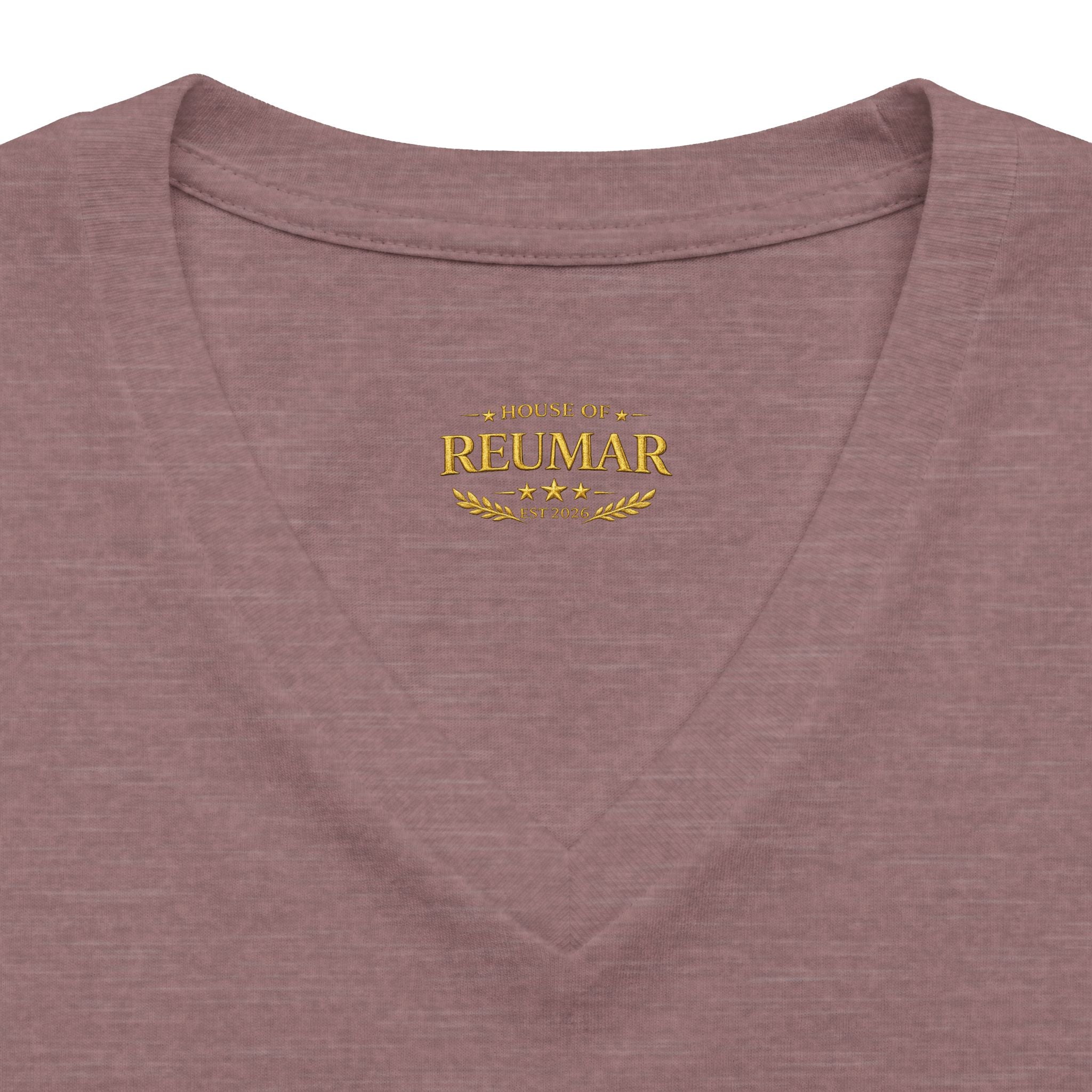 Women's V-Neck Tee — 'Reumar' Gold Monogram Logo