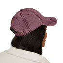 Vintage Embroidered Cap – Distressed Grey Baseball Hat with Gold RM Monogram