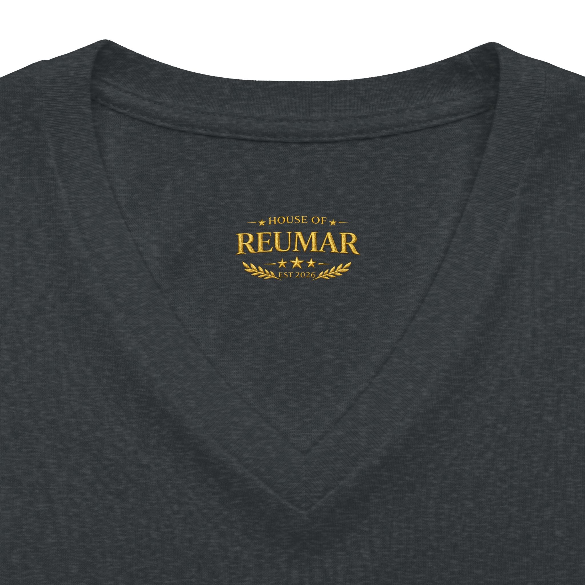 Women's V-Neck Tee — 'Reumar' Gold Monogram Logo