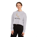 House of Reumar Cropped Hoodie — Women's Gold Monogram Logo Sweatshirt