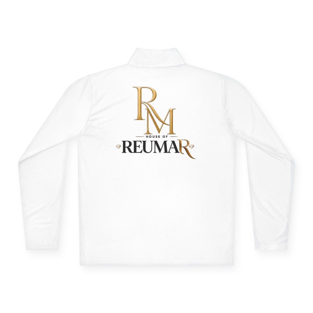 Quarter-Zip Pullover — Gold 'RM Reumar' Logo Embroidered Sweatshirt