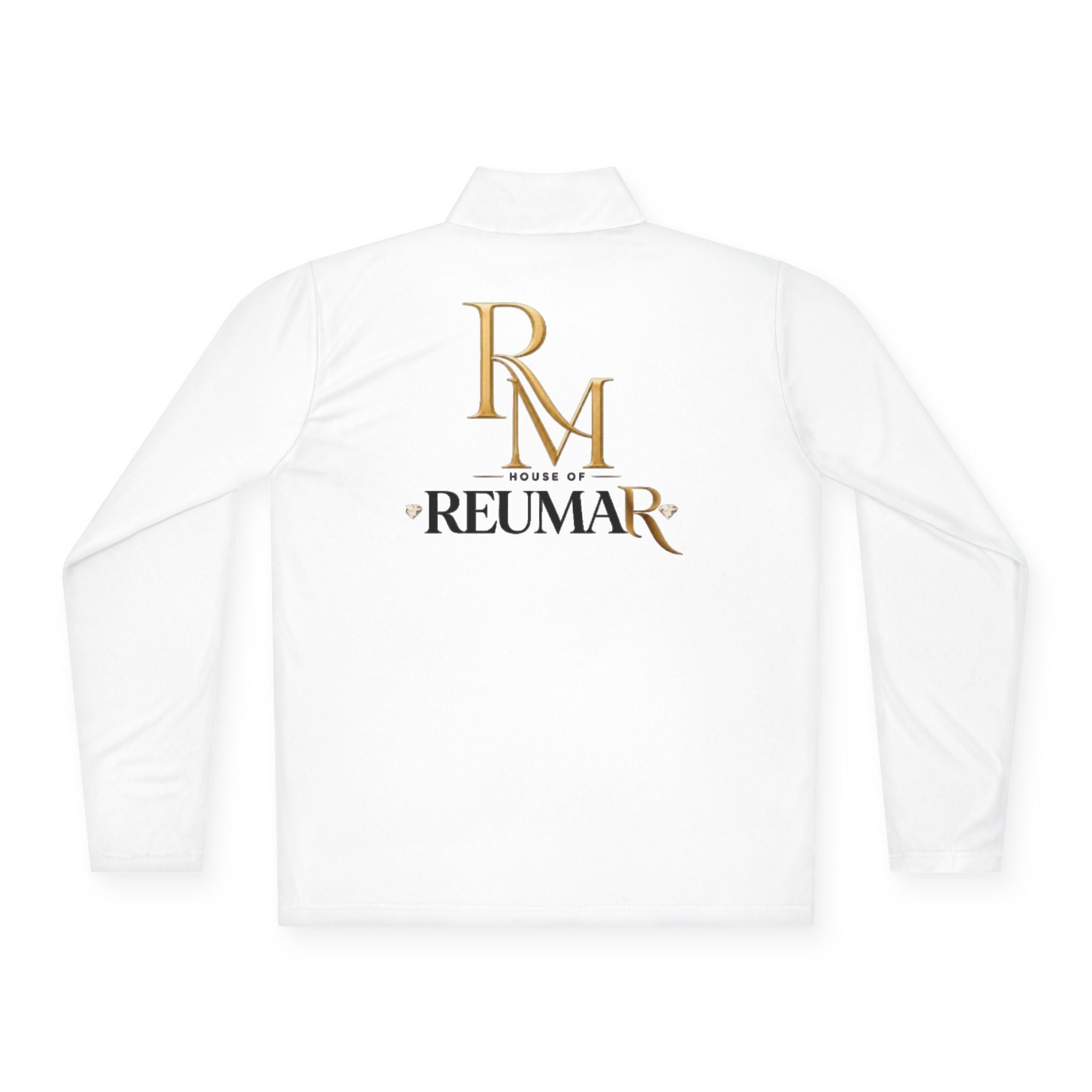 Quarter-Zip Pullover — Gold 'RM Reumar' Logo Embroidered Sweatshirt