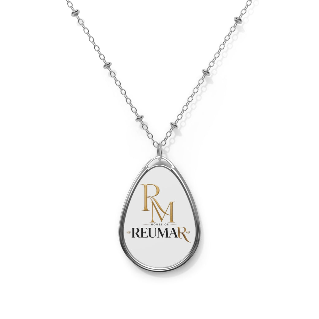 Oval Pendant Necklace — Engraved Teardrop Logo Jewelry