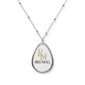 Oval Pendant Necklace — Engraved Teardrop Logo Jewelry