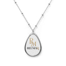 Oval Pendant Necklace — Engraved Teardrop Logo Jewelry