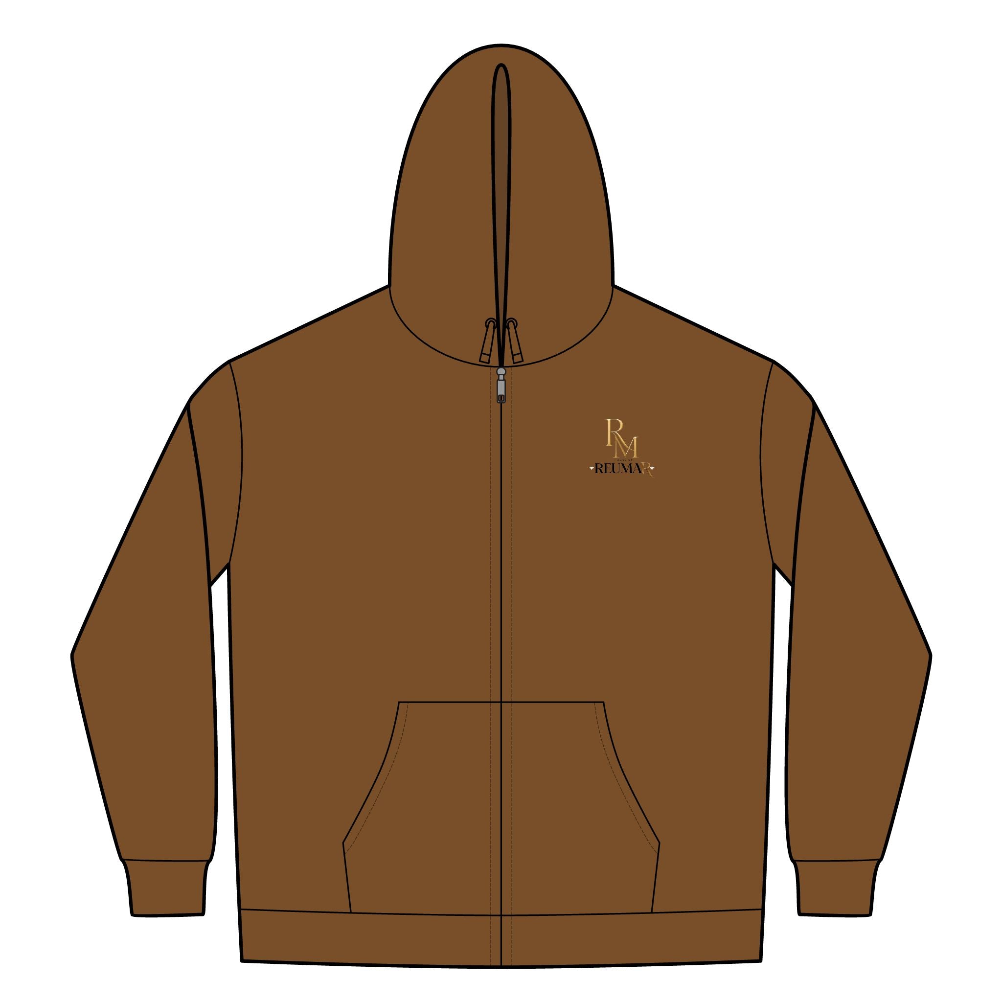 Thermal-Lined Full-Zip Hoodie — Embroidered RM Logo, Heavyweight Workwear