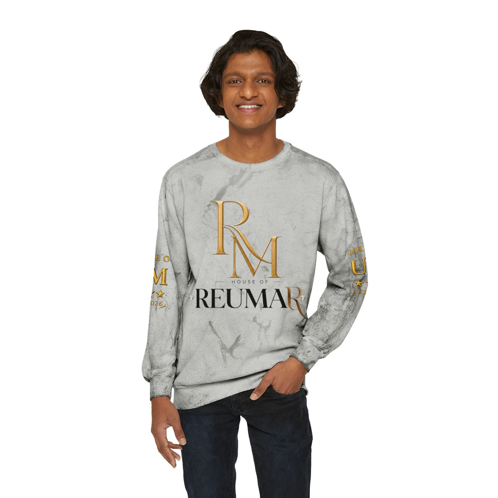 Refined Gold Tie-Dye Crewneck Sweatshirt — “REUMAR” / The Art of Refinement