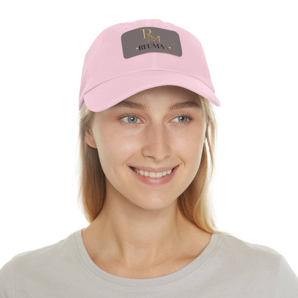 Reumar Pink Leather Patch Dad Hat
