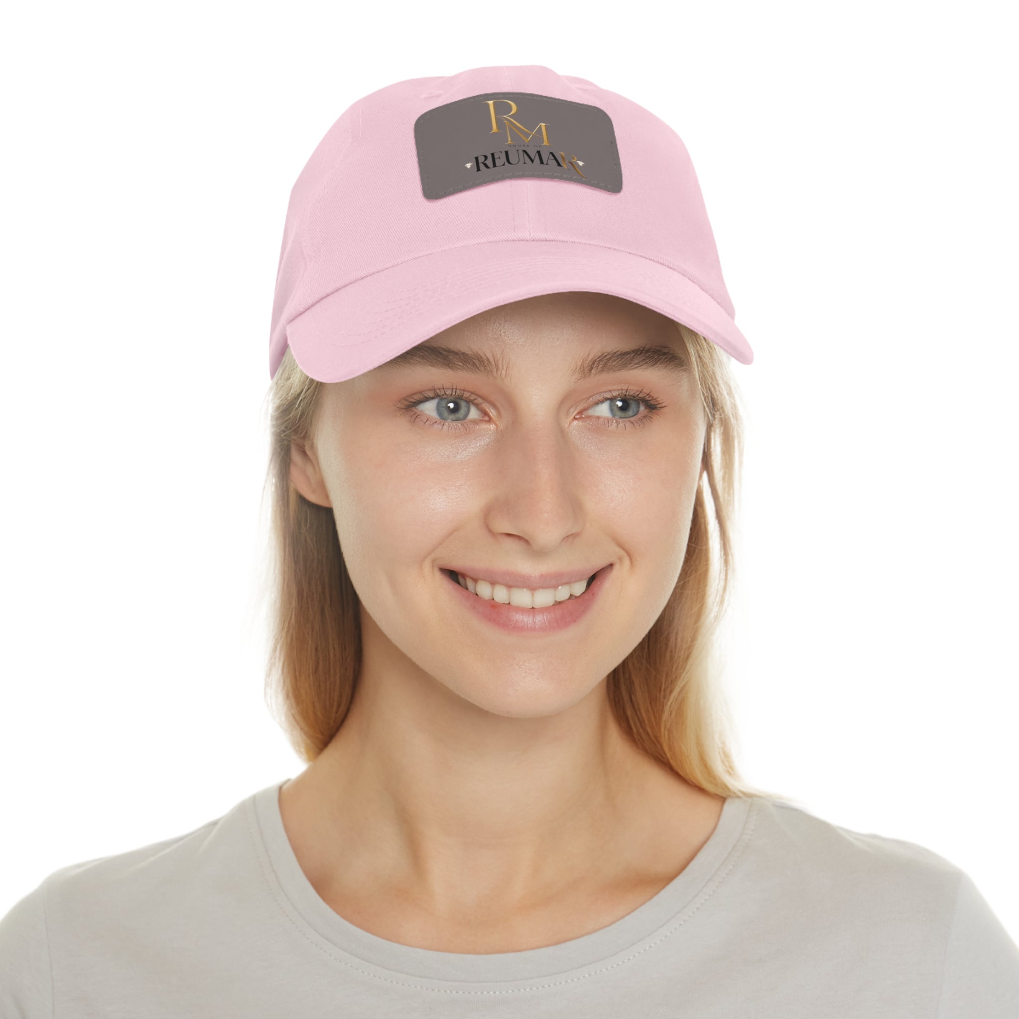 Reumar Pink Leather Patch Dad Hat