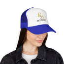 Reumar Gold Monogram Trucker Hat - Mesh Foam Baseball Cap