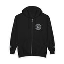 Full-Zip White Hoodie with Gold 'RM' Minimalist Logo