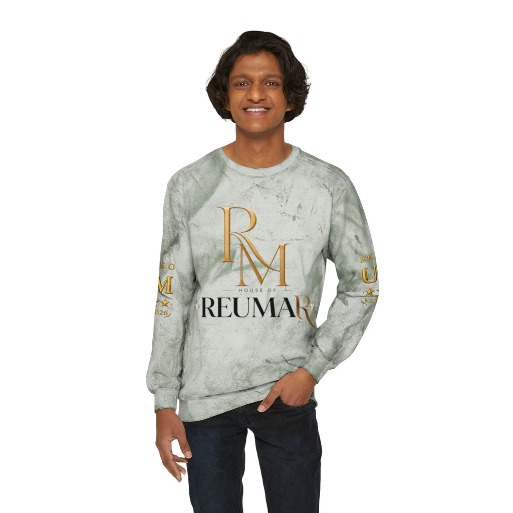 Refined Gold Tie-Dye Crewneck Sweatshirt — “REUMAR” / The Art of Refinement
