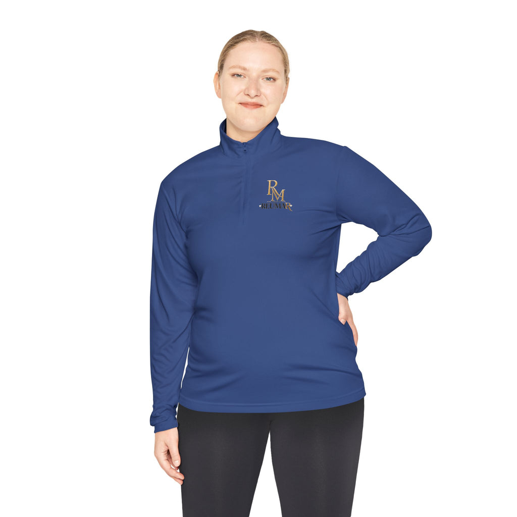 Quarter-Zip Pullover — Gold 'RM Reumar' Logo Embroidered Sweatshirt