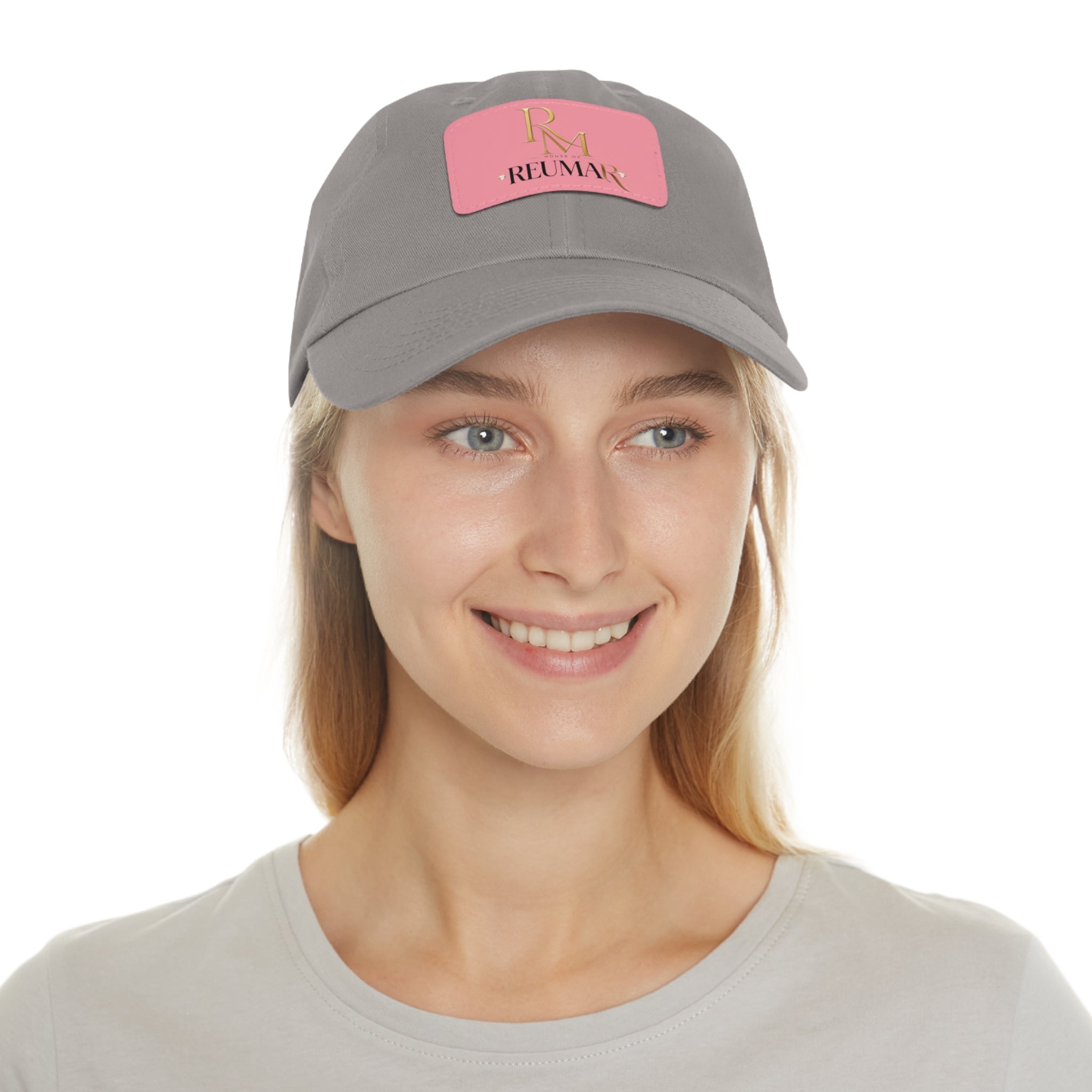 Reumar Pink Leather Patch Dad Hat