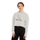 House of Reumar Cropped Hoodie — Women's Gold Monogram Logo Sweatshirt