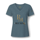 Women's V-Neck Tee — 'Reumar' Gold Monogram Logo