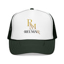 Reumar Gold Monogram Trucker Hat - Mesh Foam Baseball Cap