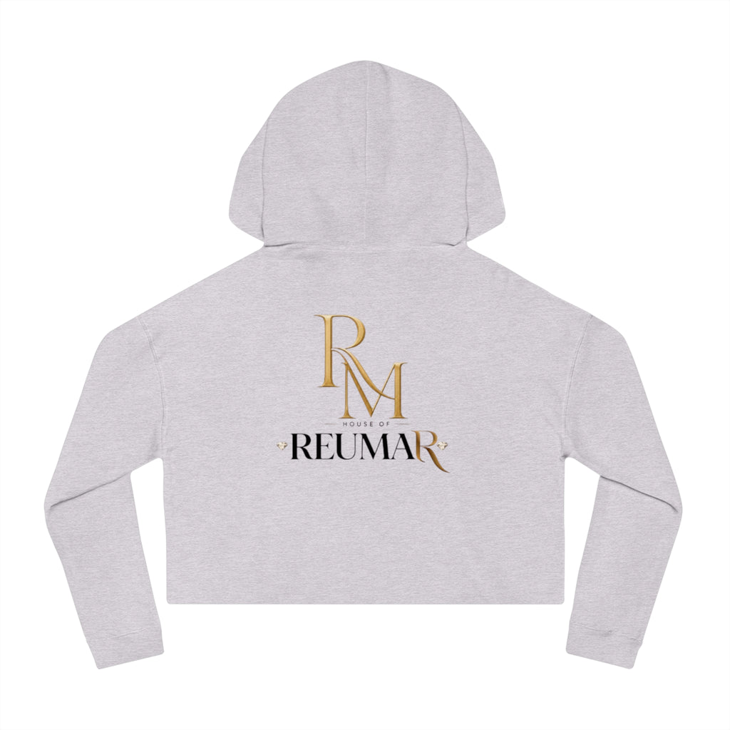 House of Reumar Cropped Hoodie — Women's Gold Monogram Logo Sweatshirt
