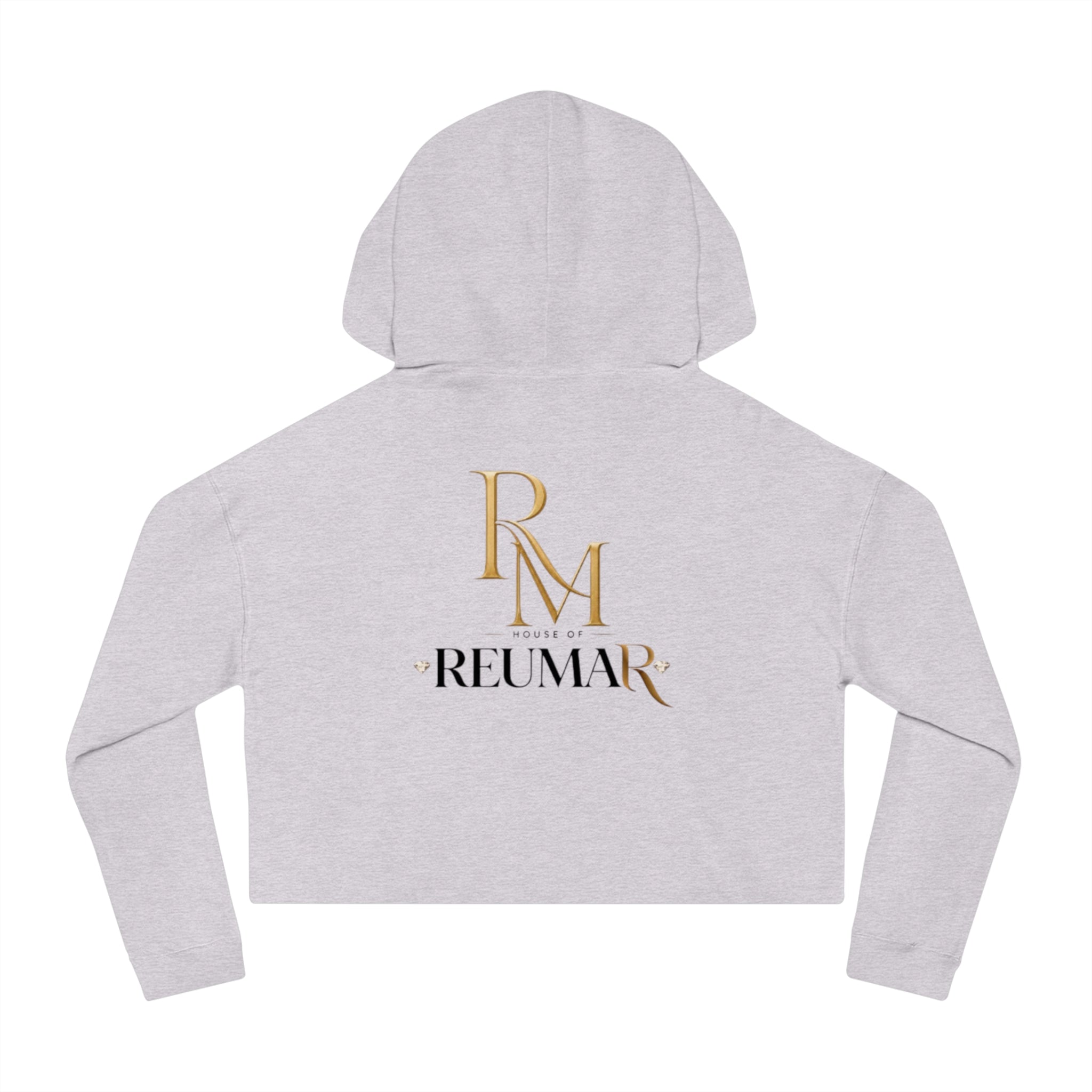 House of Reumar Cropped Hoodie — Women's Gold Monogram Logo Sweatshirt