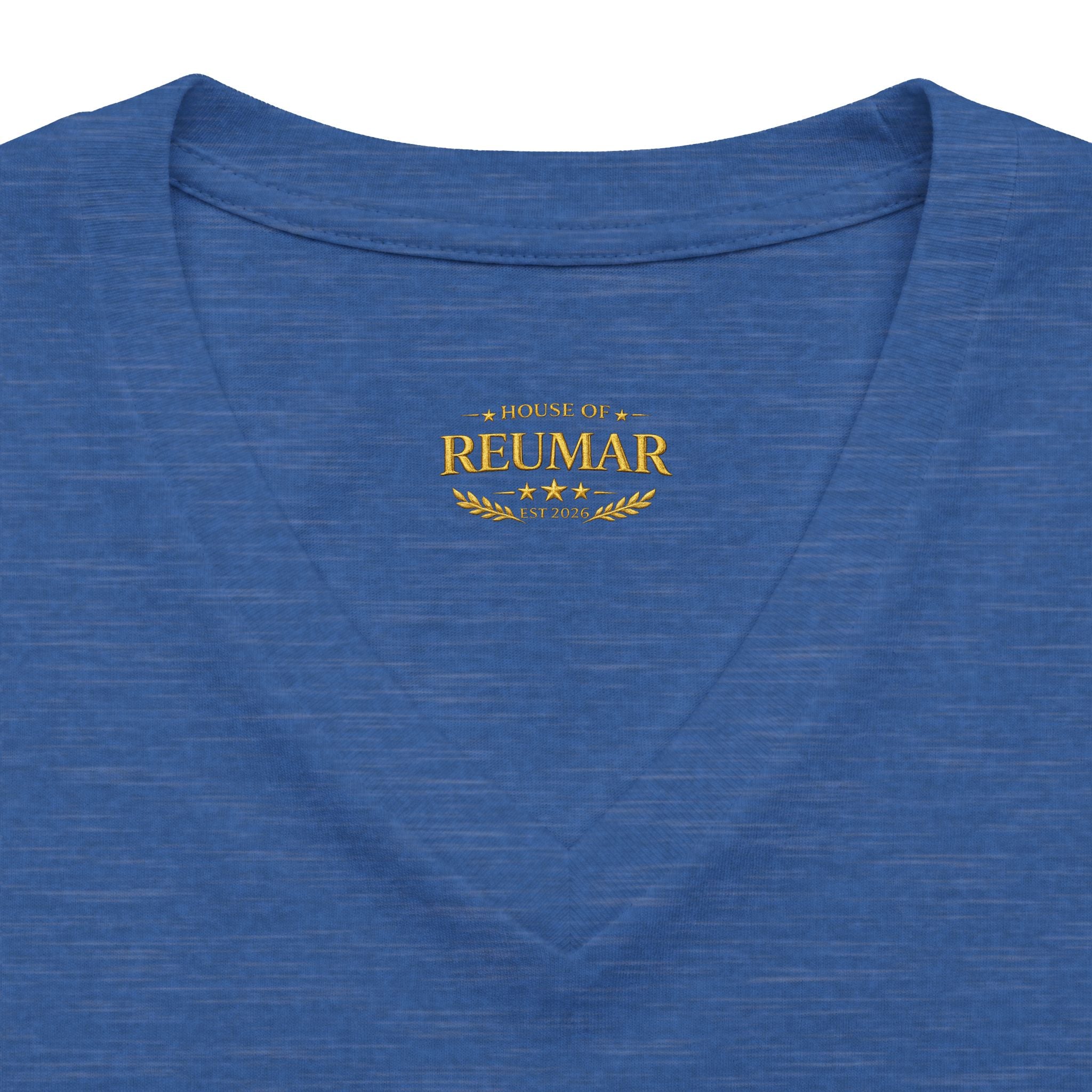 Women's V-Neck Tee — 'Reumar' Gold Monogram Logo