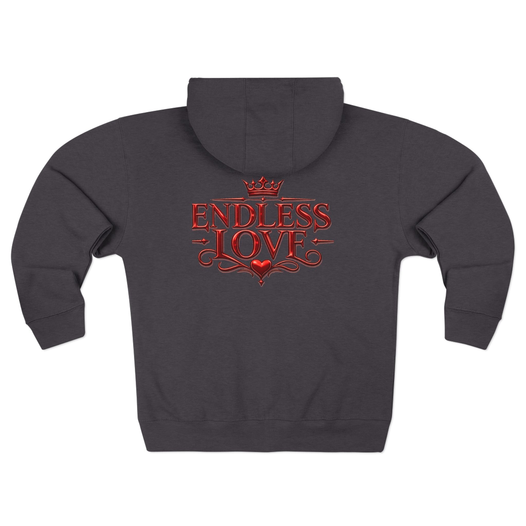 Endless Love Zip Hoodie - Romantic Crown Graphic Couples Pullover