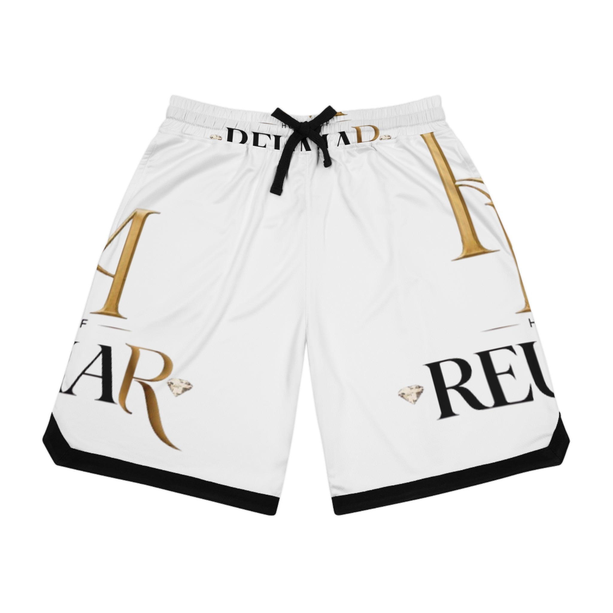 Basketball Shorts — White 'Reum of Mar' Logo All-Over Print