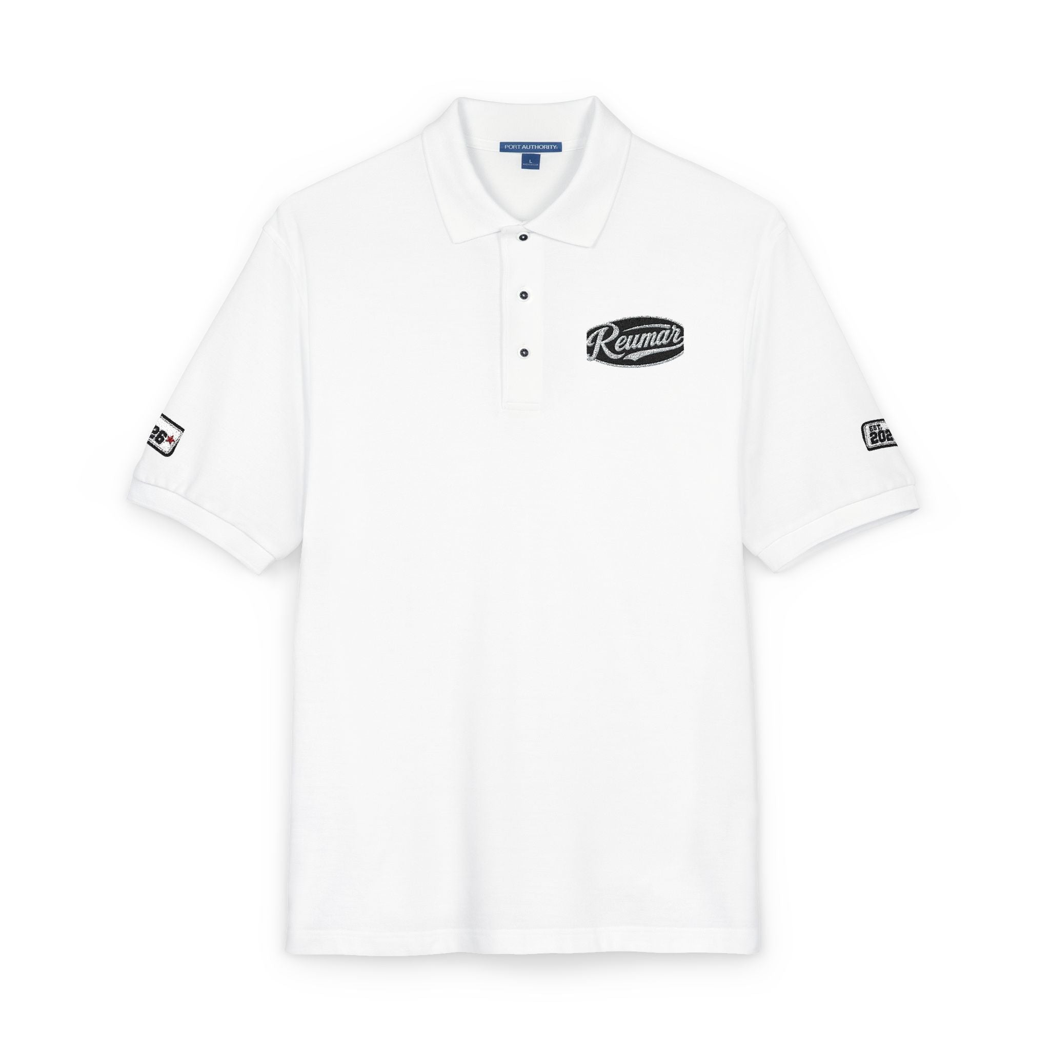 Embroidered Polo Shirt — Gold Crest 'M' Logo