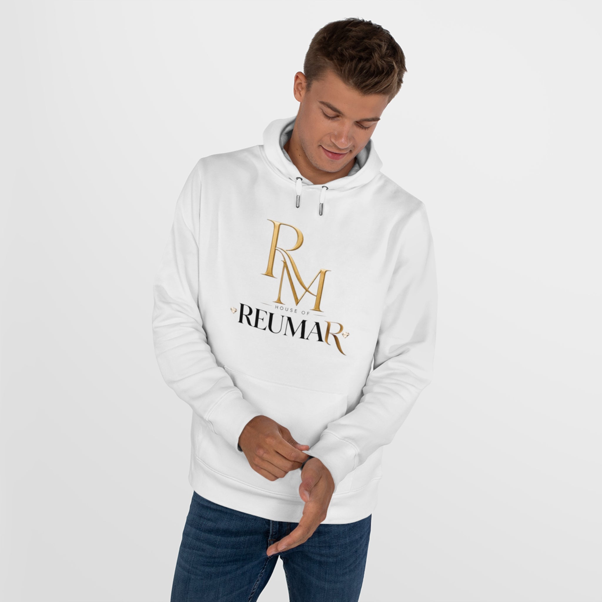 King Hoodie — Reumar RM Gold Logo Hooded Sweatshirt, "Be Good Do Good" Back Design