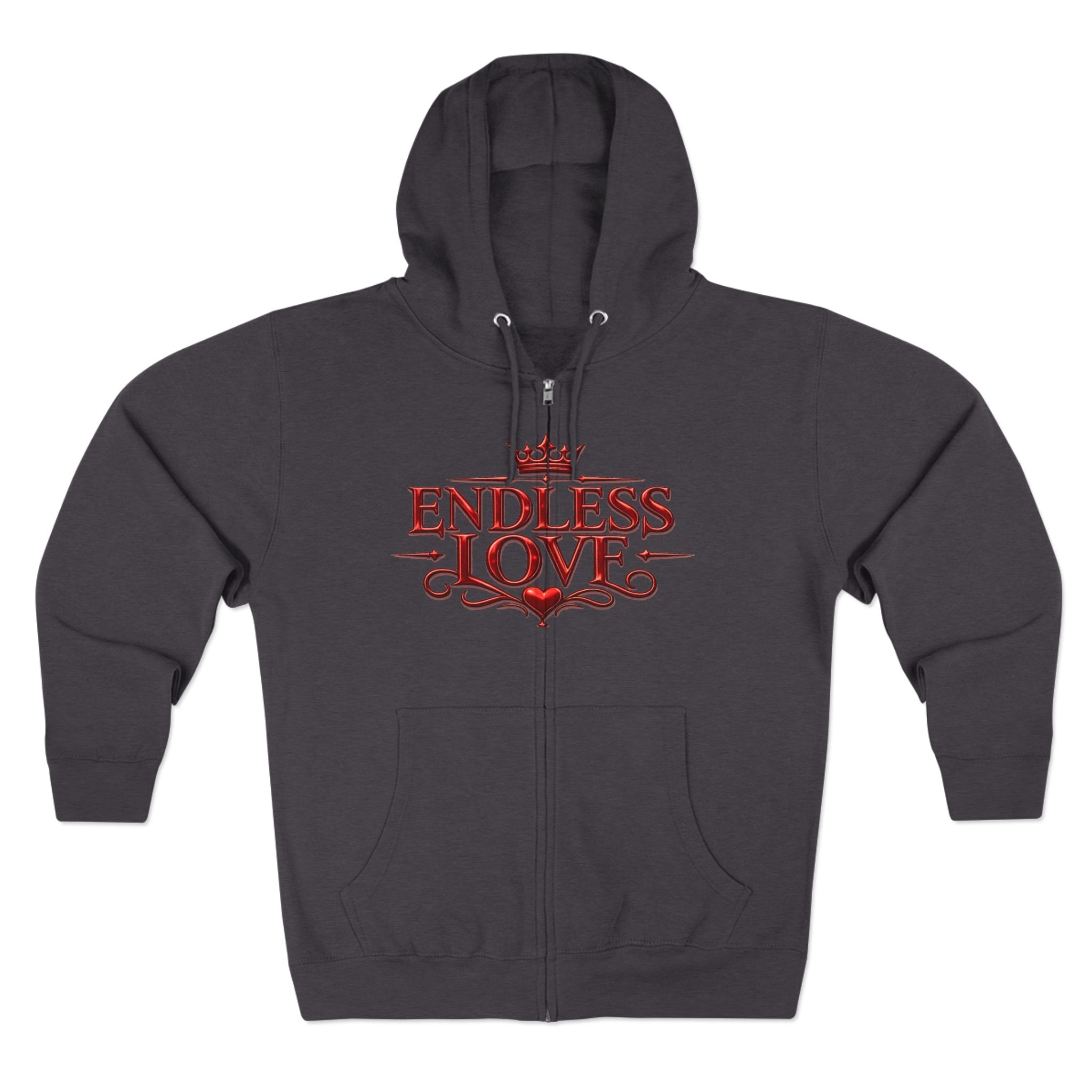 Endless Love Zip Hoodie - Romantic Crown Graphic Couples Pullover