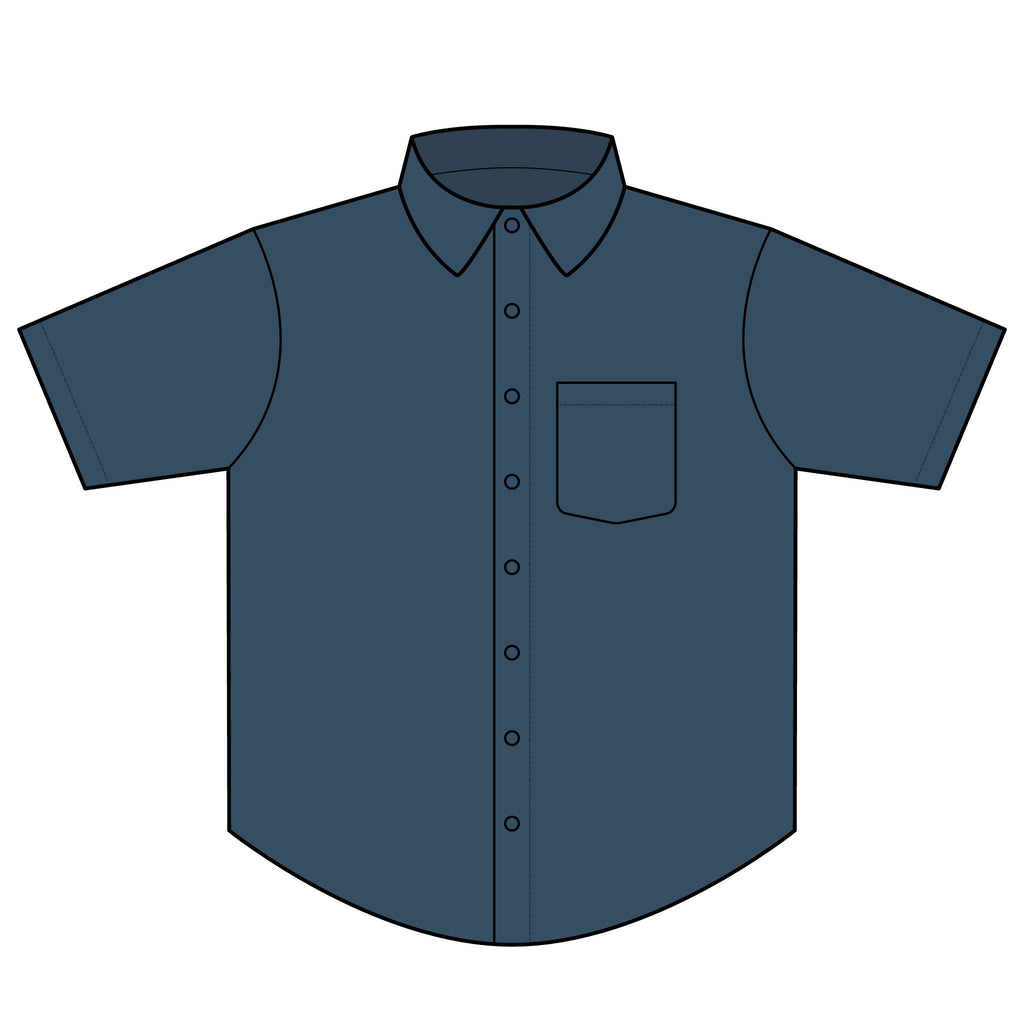 Men’s Short Sleeve Tech Button-Up Shirt — UV Protection, ‘BEL-AIR’ Chest Logo