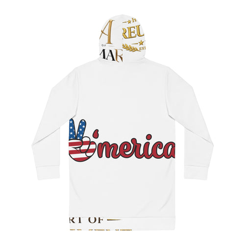 'Merica Hoodie Dress – Patriotic American Flag Peace Sign Tunic