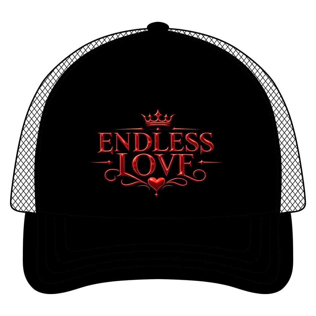 Endless Love Trucker Hat - Romantic Crown Heart Embroidered Cap