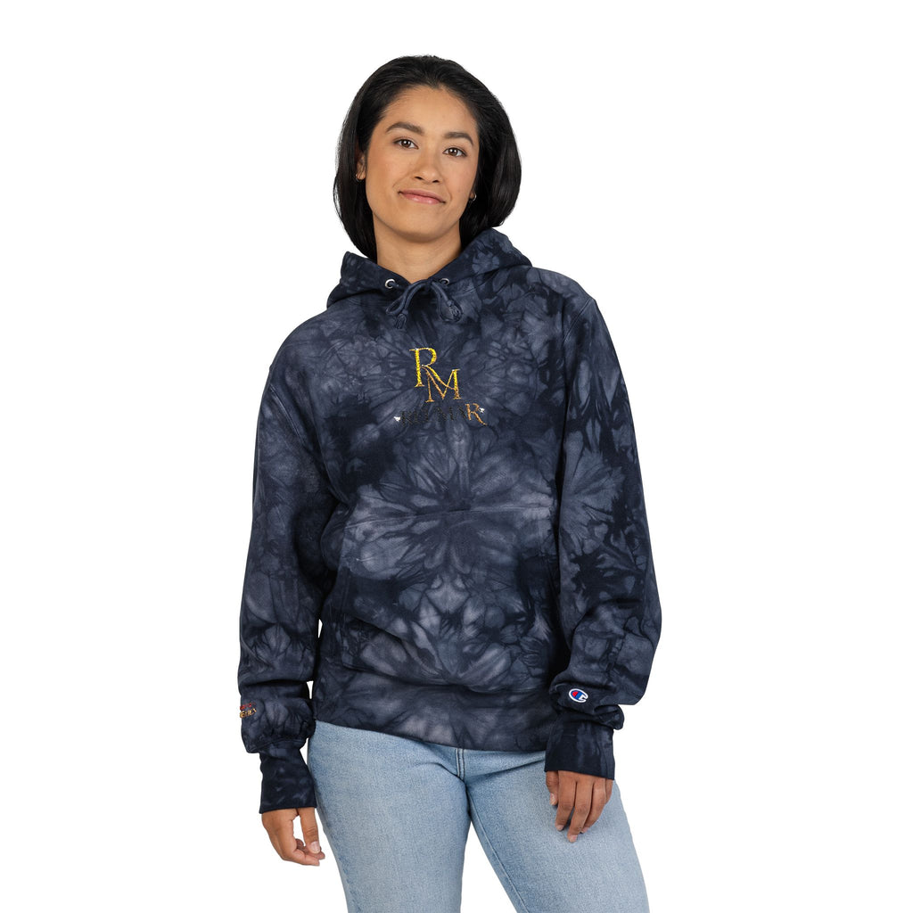 Tie-Dye Embroidered Hoodie — Black Marble RM Logo