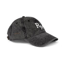 Vintage Embroidered Cap – Distressed Grey Baseball Hat with Gold RM Monogram