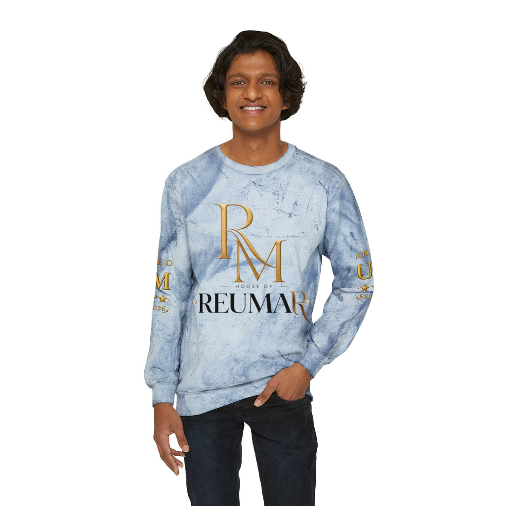 Refined Gold Tie-Dye Crewneck Sweatshirt — “REUMAR” / The Art of Refinement