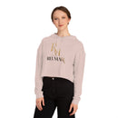 House of Reumar Cropped Hoodie — Women's Gold Monogram Logo Sweatshirt