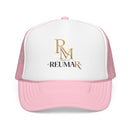 Reumar Gold Monogram Trucker Hat - Mesh Foam Baseball Cap