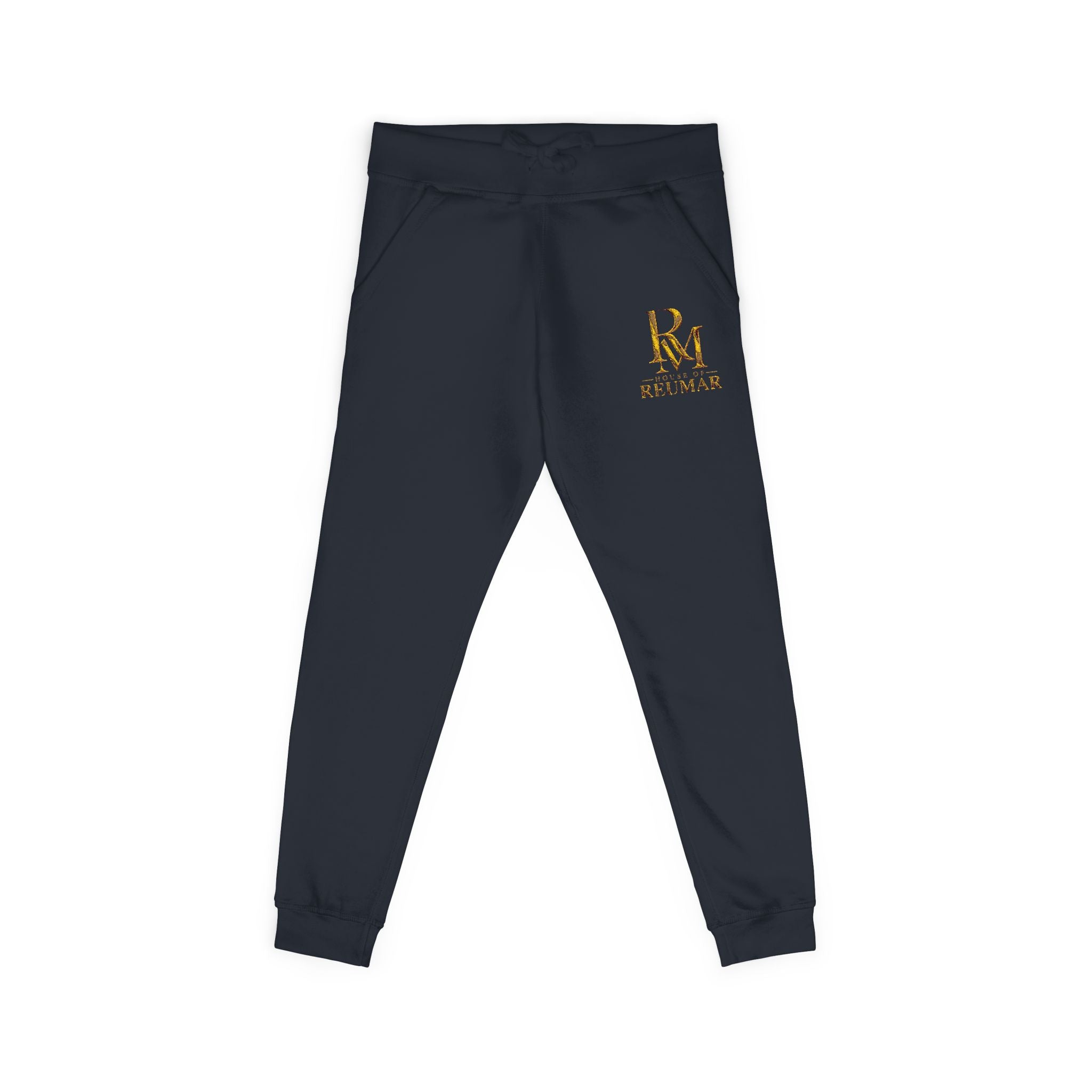 Embroidered Relaxed Sweatpants — Minimal Gold Monogram Lounge Joggers