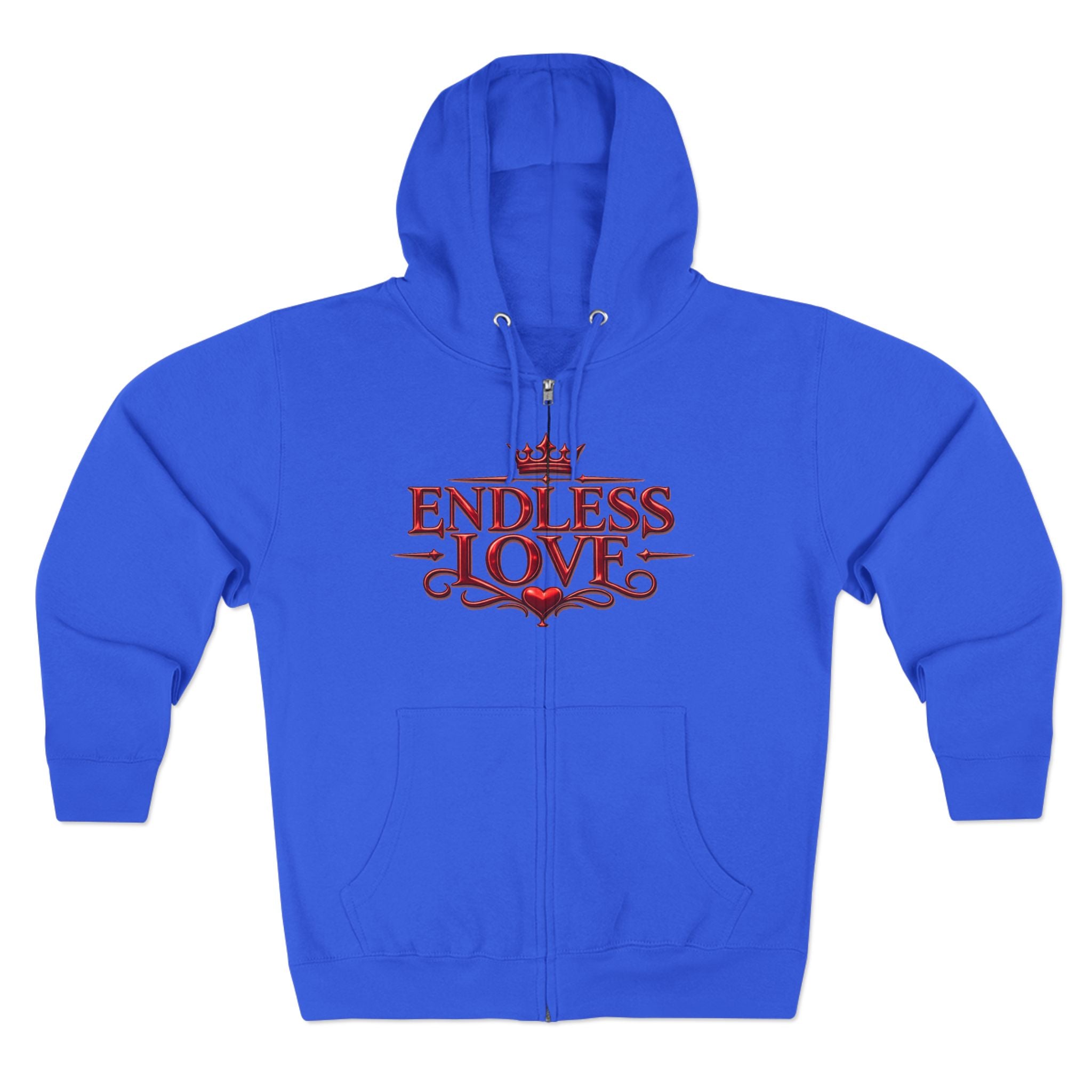 Endless Love Zip Hoodie - Romantic Crown Graphic Couples Pullover